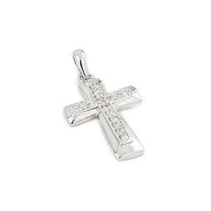    Elegant Sterling Silver Cubic Zirconia Cross Pendant: Jewelry