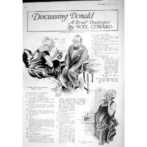  1925 STORY ILLUSTRATION DISCUSSING DONALD NOEL COWARD 