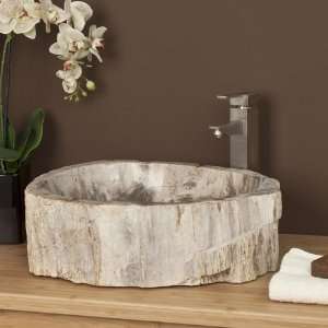  Innes Petrified Wood Vessel Sink with Brushed Nickel Drain 