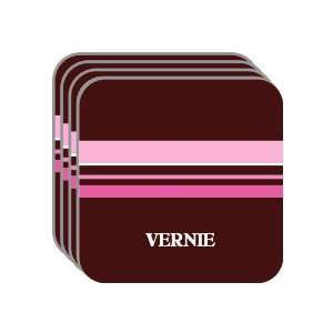 Personal Name Gift   VERNIE Set of 4 Mini Mousepad Coasters (pink 
