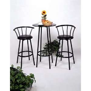  Black Bar Table & Pub Set with 2 Stools: Home & Kitchen