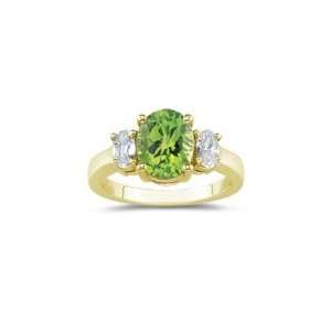  0.50 Cts Diamond & 3.76 Cts Peridot Ring in 18K Yellow 