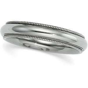  Comfort Fit Milgrain Band (4.00 mm) in Titanium: Jewelry