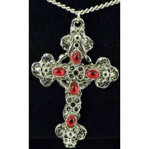  Gothic Cross Necklace Blood Red Swarovski Crystal Vamp 