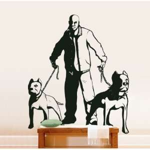   Art Decal Sticker Gangsta with Pitbull Dogs Lifesize: Everything Else