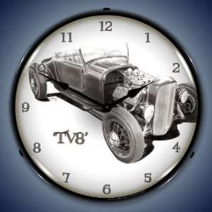  Tim Odell TV8 Vintage Lighted Wall Clock: Home & Kitchen