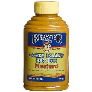 Beaver Brand Coney Island Hot Dog Mustard, 12.5 Ounce Squeezable 