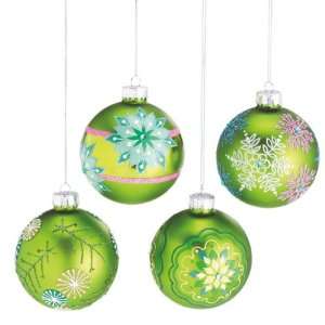  Small Green Patterned Christmas Ball Ornament Case Pack 8 