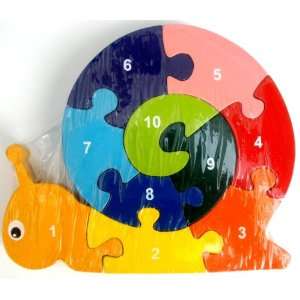   Wooden Alphabet Animal Themed Teaching Puzzle   Snail: Toys & Games