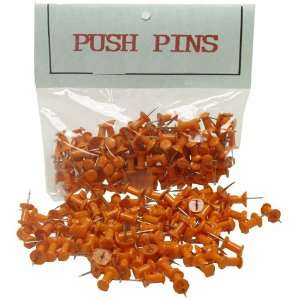   Orange Push Pins / Thumbtacks   100 pushpins per box: Office Products