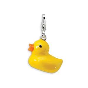 Amore LaVita(tm) Sterling Silver 3 D Enameled Duck w/Lobster Clasp 