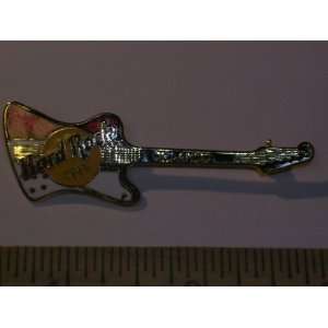 Hard Rock Cafe Guitar Pin White, Red & Gold Orlando Six String Guitar 