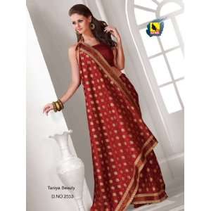   Designer Synthetic Raw Silk Printed Saree / Sari 