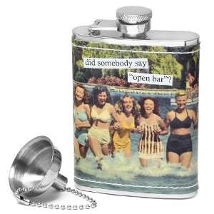  Did Somebody Say Open Bar Flask by Anne Taintor Kitchen 