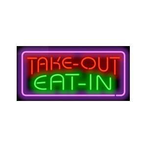  Take Out   Eat In Neon Sign Patio, Lawn & Garden