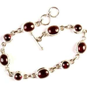  Garnet Bracelet   Sterling Silver 