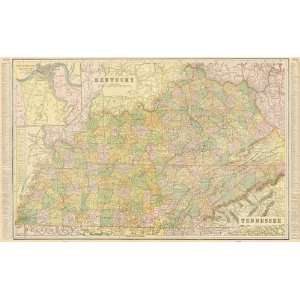    Cram 1899 Antique Map of Kentucky & Tennessee