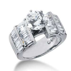   Engagement Ring Baguette Channel Accent 14k White Gold DALES Jewelry