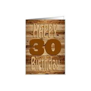 30th birthday, carved wood Card