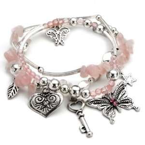 Acosta Jewellery   Vintage Style Dusky Rose Pink Bead   Butterfly 