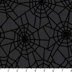 Spider Web Flocked Taffeta Black Polyester Fabric  