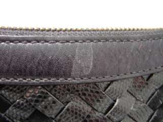 299 Cole Haan Genevieve II Woven Leather Squared Zip Black Hobo 