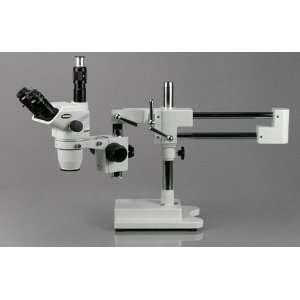 35X 90X Trinocular Boom Stereo Microscope w/ Focusable Eyepieces 