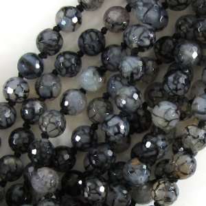  10mm faceted black dragon vein agate round beads 8