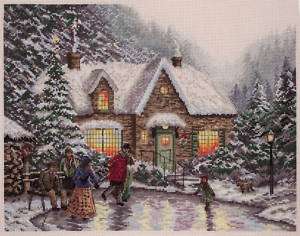 Maia Thomas Kinkade X Stitch Kit   Skaters Pond  