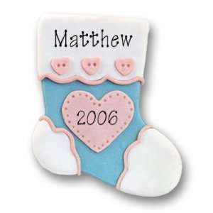  3769 Baby Blue Stocking Personalized Christmas Ornament 