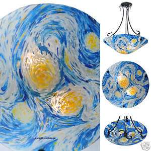 STARRY NIGHT Van Gogh FUSED GLASS Ceiling PENDANT Light  