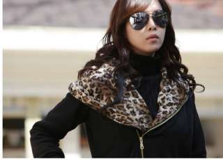   Leopard fleece Hoodie Sweatshirt Jacket Coat Thicker Warm Outerwear
