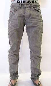 Diesel Braddom 887D 0887D Jeans Slim Carrot Denim Designer Grey Men 
