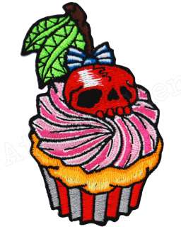   Cupcake Skull Patch Tattoo Rockabilly Punk Retro Zombie Retro  
