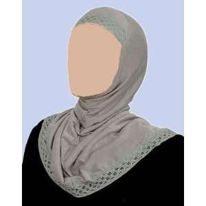  Grey 1 Piece Al Amira Hijab with Crochet Trim Everything 