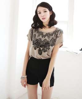 NEW Womens Top Summer Oriental Style T shirt Beige 4  