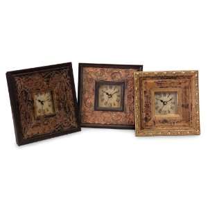   Set of 3 Decorative Rustic Framed Roman Numeral Clocks
