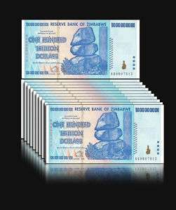 100 TRILLION ZIMBABWE DOLLARS MINT UNCIRCULATED  