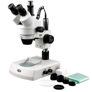 7x 45x Trinocular Stereo Zoom Microscope, Aluminum Case:  