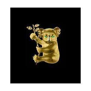    14KT Gold Koala Pendant with Emerald Eyes/14kt yellow gold Jewelry