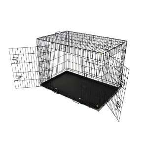  Black 48 dog cage with metal pan: Pet Supplies