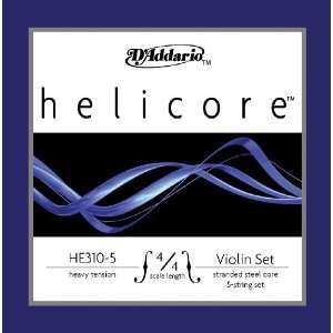 DAddario Helicore Violin 5 String Set, 4/4 Scale, Heavy 