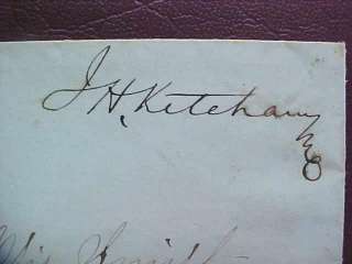 FREE FRANK: KETCHAM, JOHN 1870s COVER, NY REP CIVIL WAR  