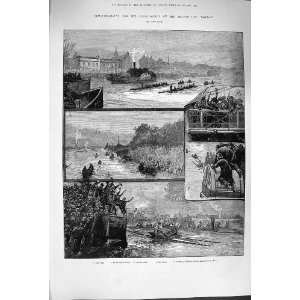  1880 SCULLING MATCH RIVER THAMES ROWING BOATS SPORT