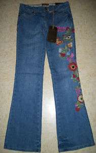 NWT ZANA DI FLORAL EMBROIDERED JEANS JUNIORS SIZE 5  