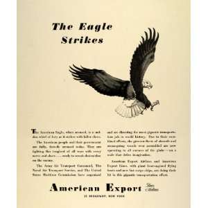  1942 Ad American Export Airlines Lines Eagle Strikes World 
