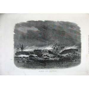   Hurricane Madras Ship Wrecks Beach Night Storm Art