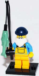 Lego Fisherman with rod, reel, and fish Minifigure from the series 3 