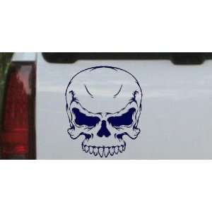 Navy 14in X 16.6in    Mean Looking Skull Skulls Car Window Wall Laptop 