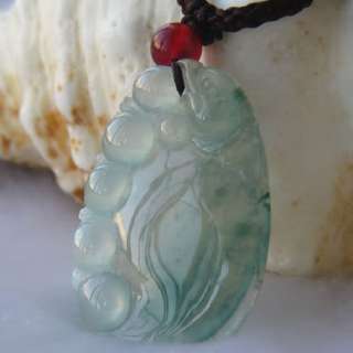  Old Green Jadeite Jade Carved Chinese RuYi YuYi Pendant  